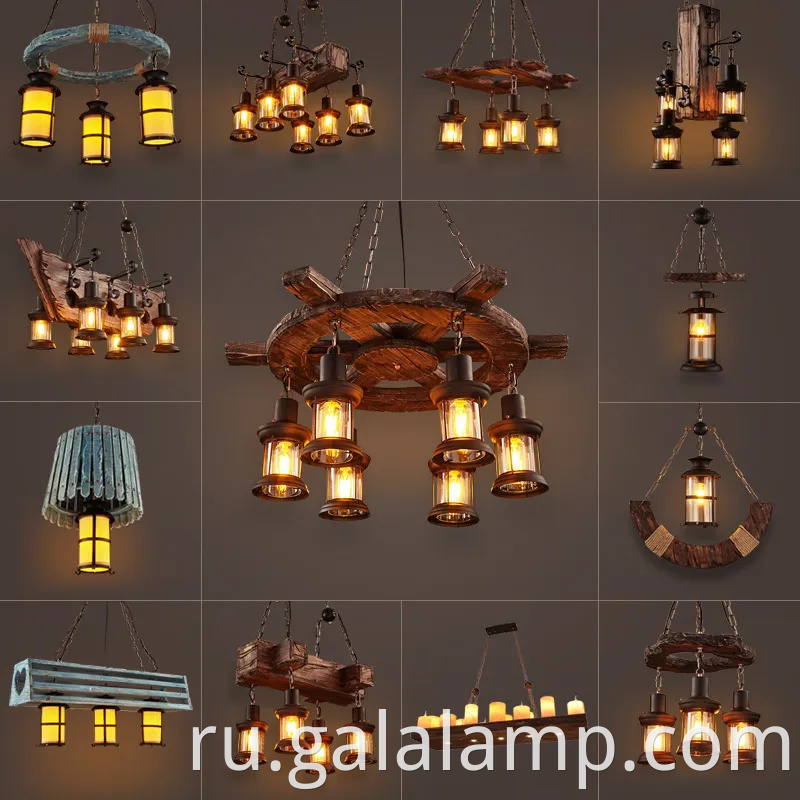 Винтажный промышленное деревянное подвесное освещение для бара и кафе